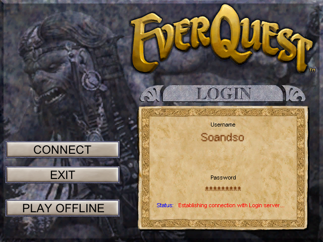 Classic login screen